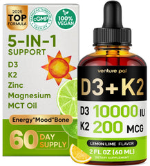 Venture Pal Vitamin D3 K2 liquid bottle with dropper