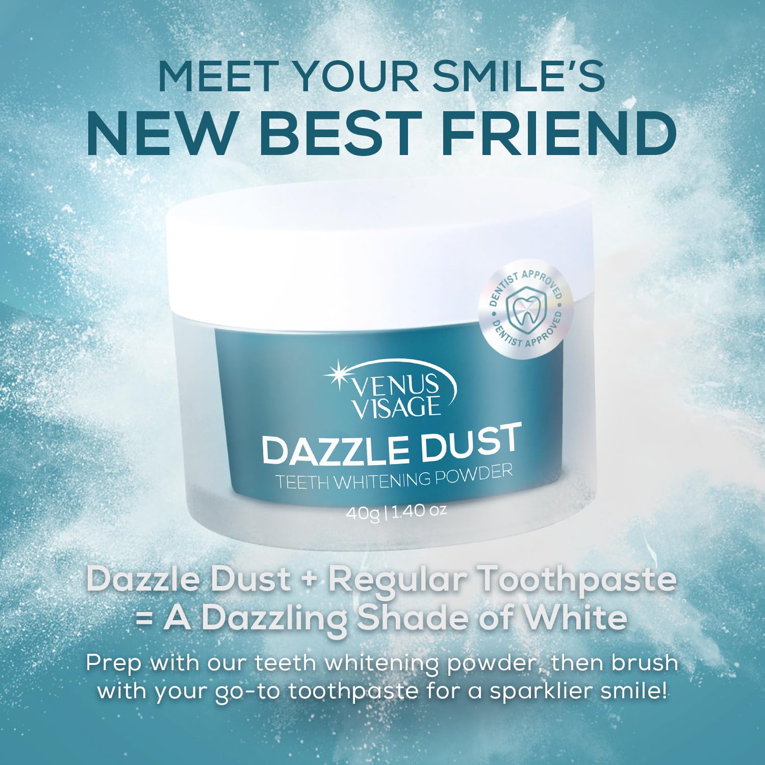 Step 1: Damp toothbrush dipped into the whitening powder