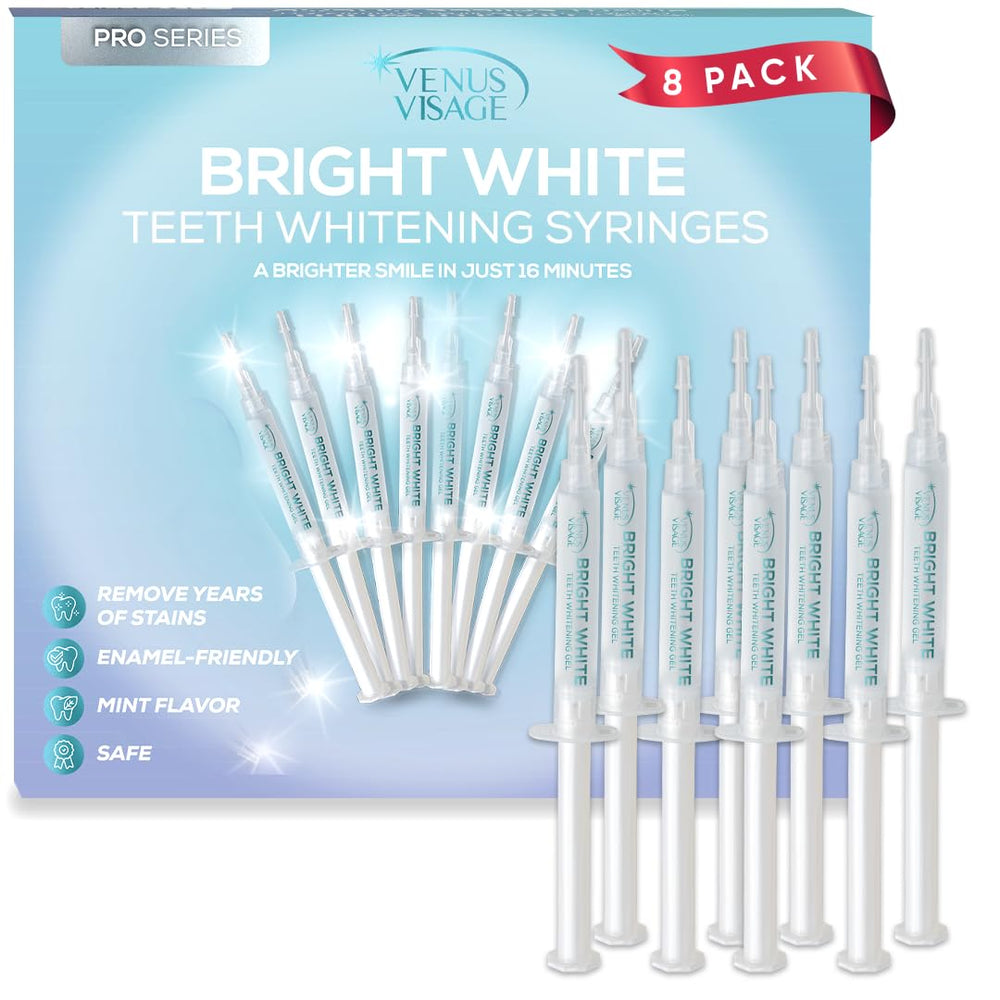 Front view of Venus Visage 8 pack Teeth Whitening Gel Refill Kit