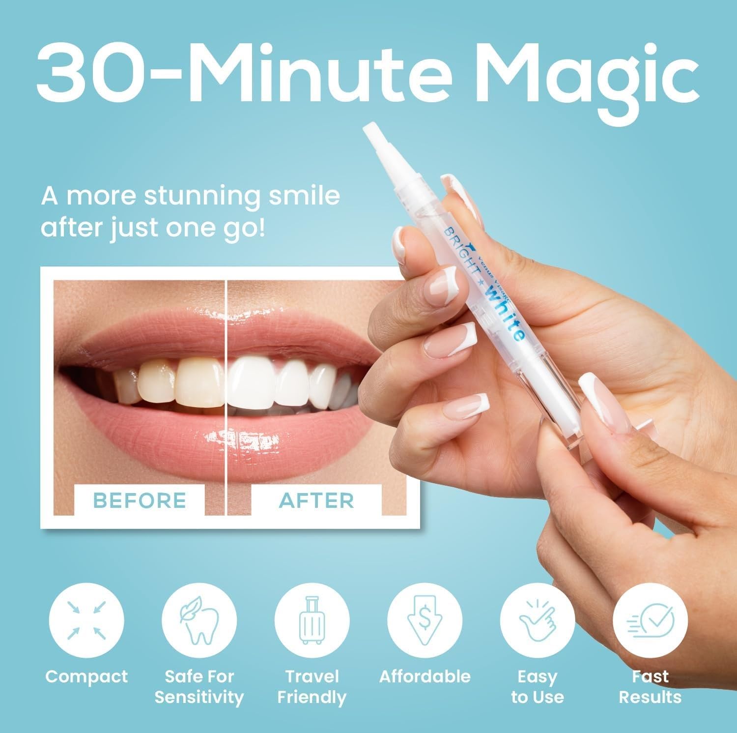 Open Venus Visage whitening pen showing gel applicator