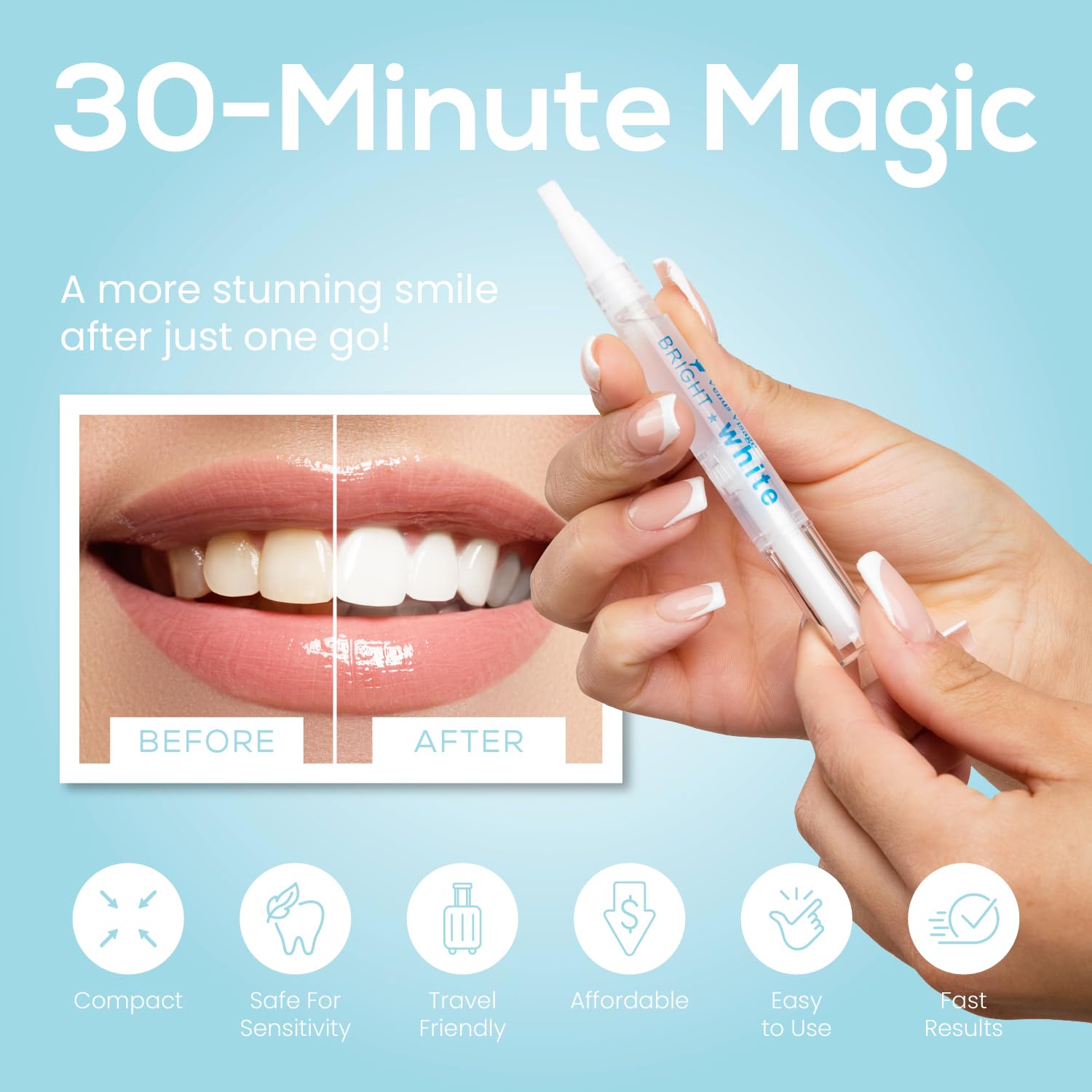 Back view of Venus Visage Teeth Whitening Pen showing travel-friendly design
