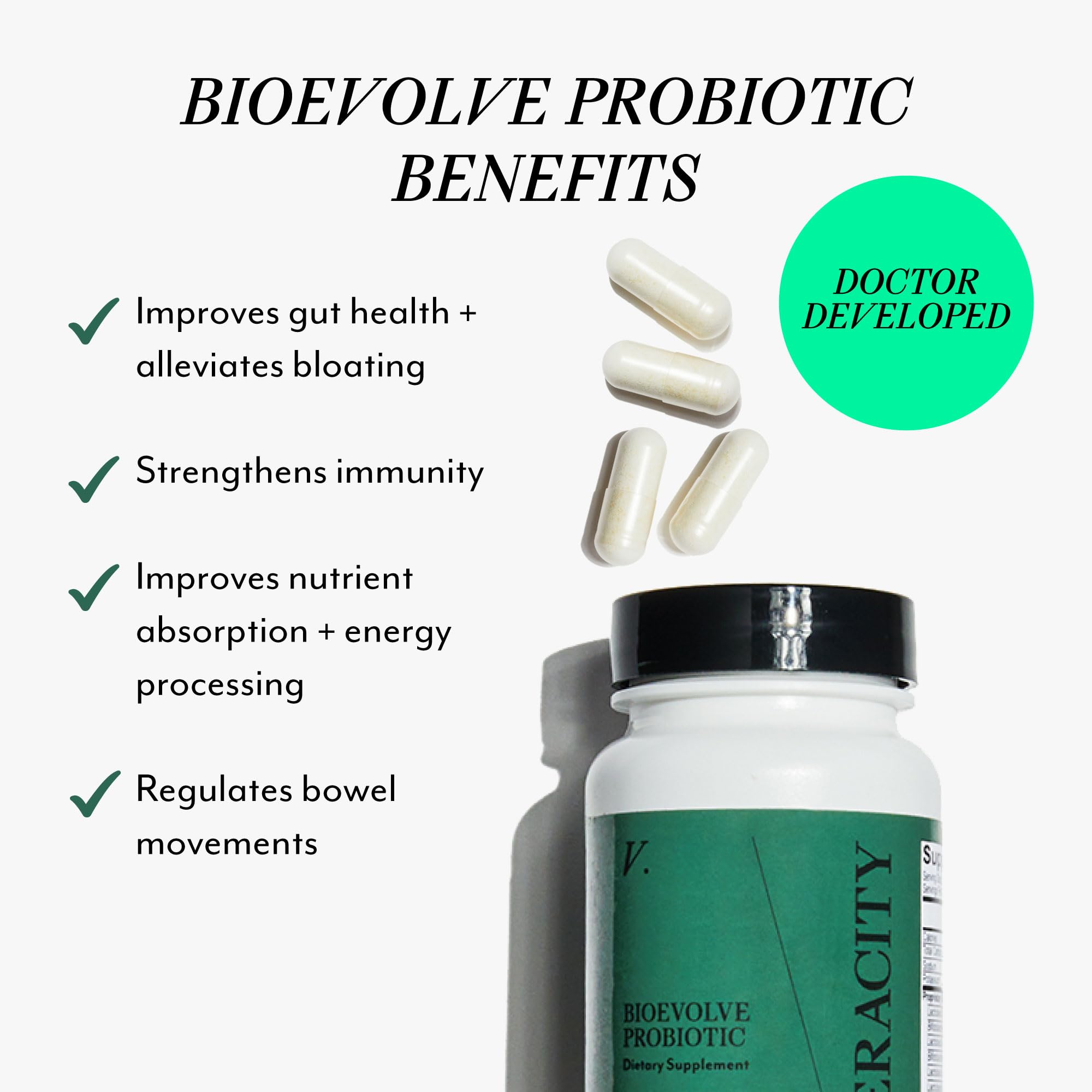 Close-up of Veracity probiotic capsules