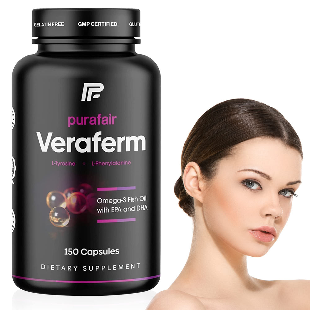 Veraferm vitiligo treatment bottle and capsules on a white background