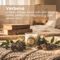 Verbena candle wick close-up