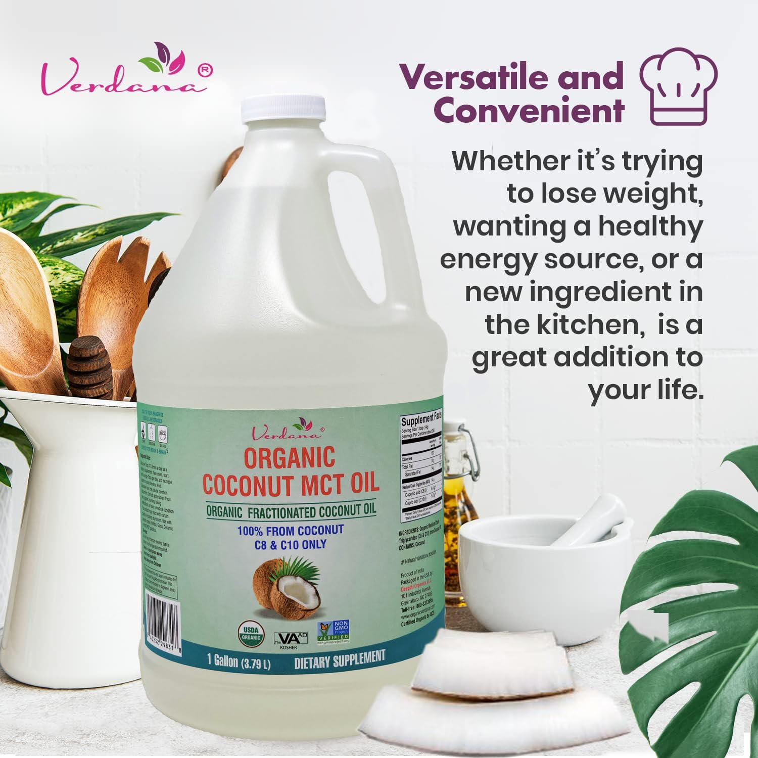 Verdana Coconut MCT oil is colorless and odorless, ideal for smooth mixing in blends