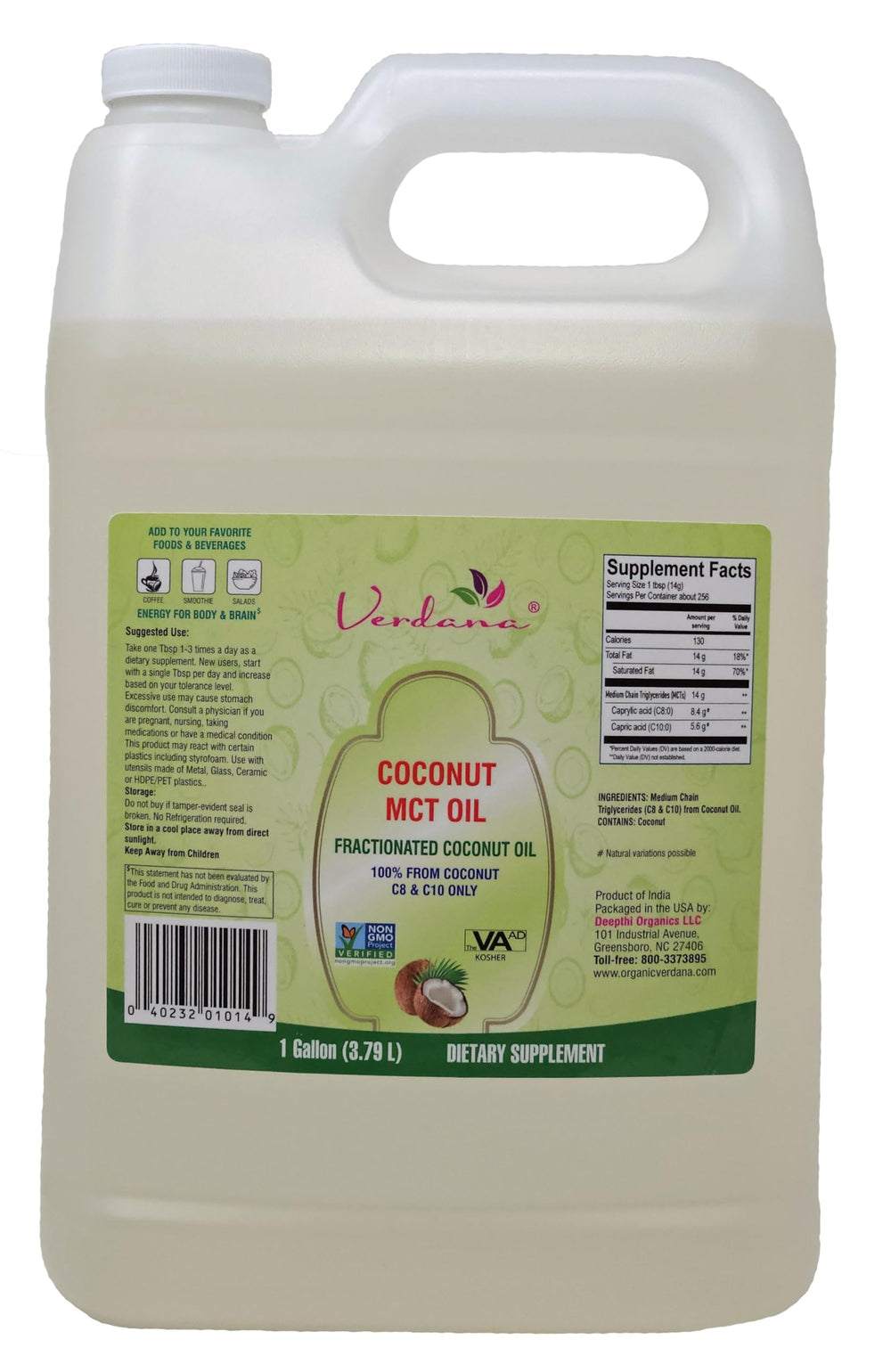 Verdana MCT Oil 1 Gallon front label