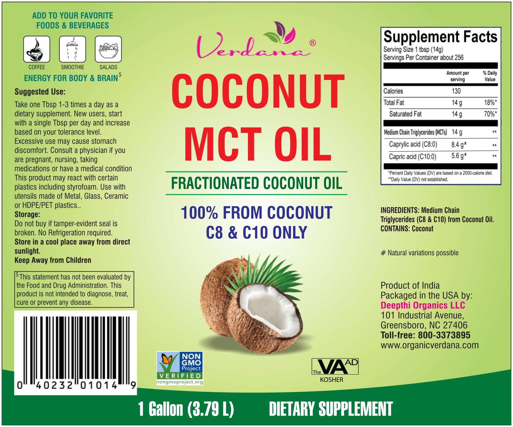 Hair, skin care and aromatherapy using Verdana MCT Oil