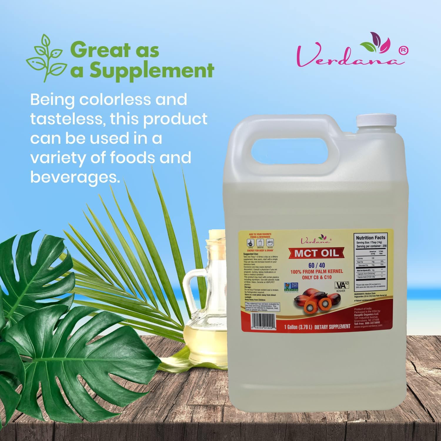 Palm-kernel derived ingredients graphic for Verdana MCT Oil