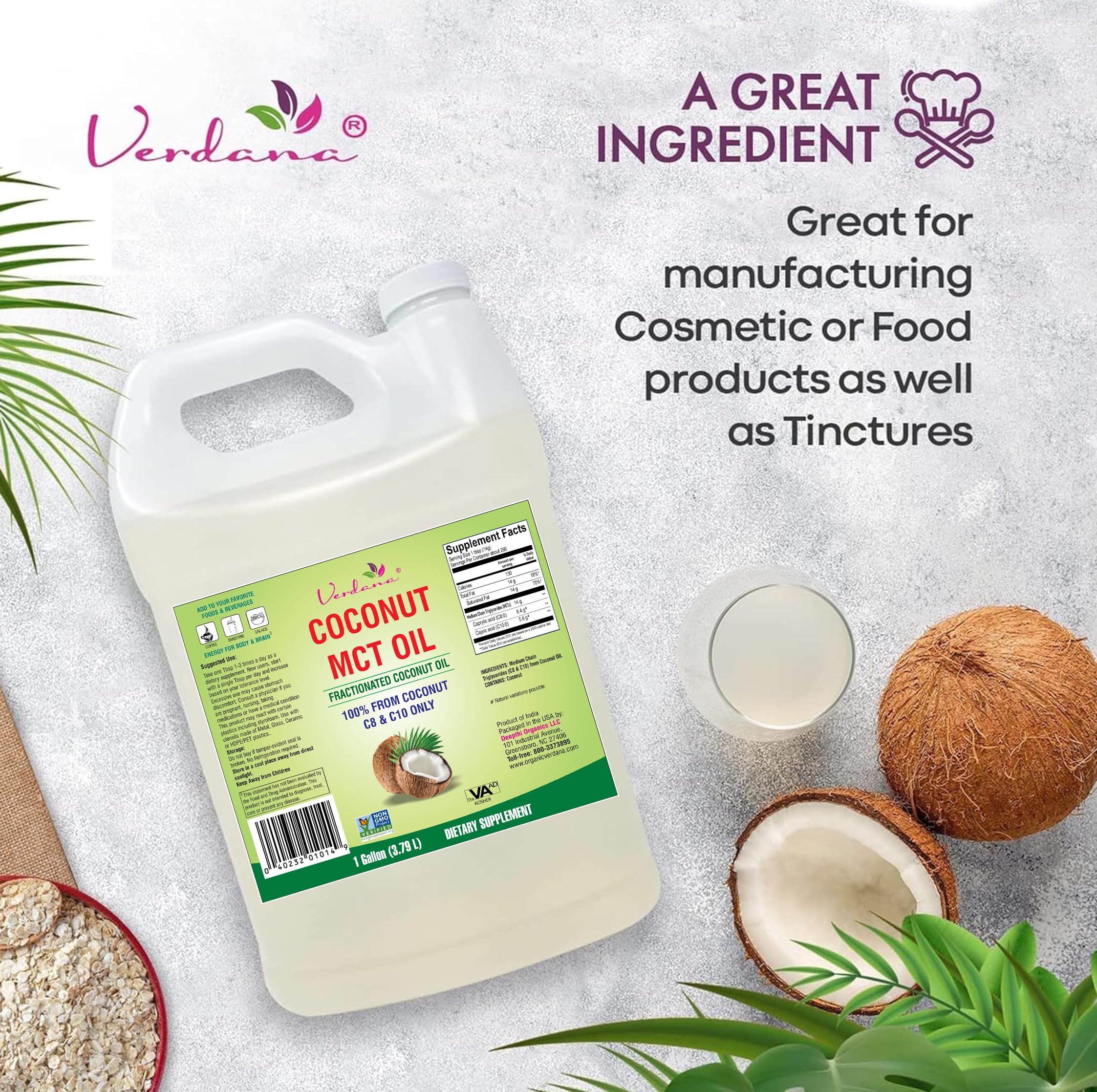 Uses: cooking and beverages with Verdana MCT Oil