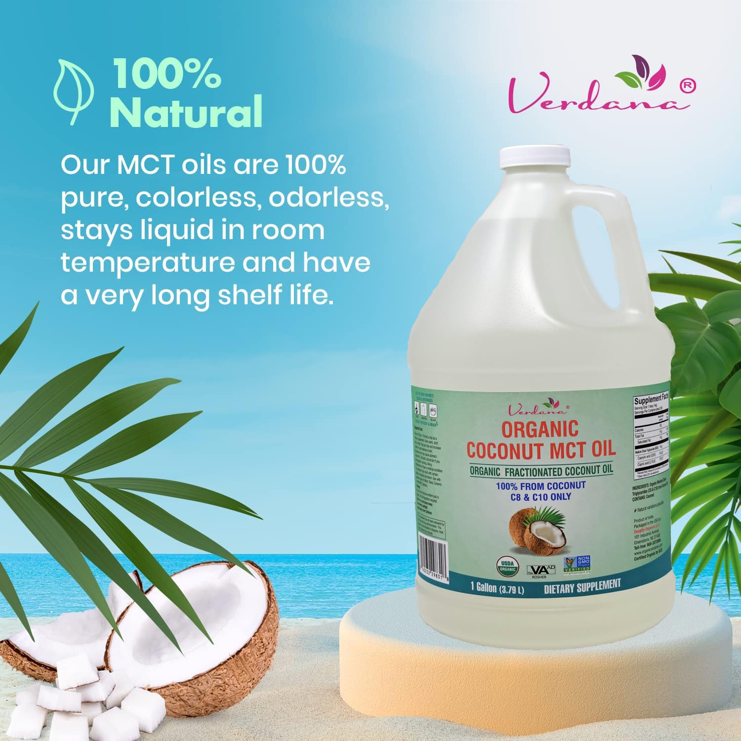 Verdana Organic Coconut MCT Oil vegan-friendly and suitable for cooking and cosmetics
