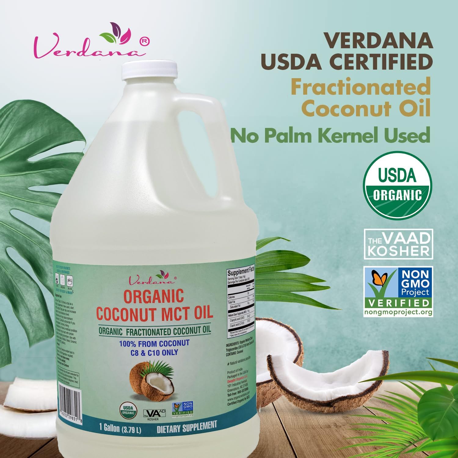 Verdana MCT Oil – USDA Organic, Kosher, 1 Gallon