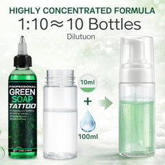 Vereclue Green Soap Foam action dispenses rich lather for gentle cleansing.