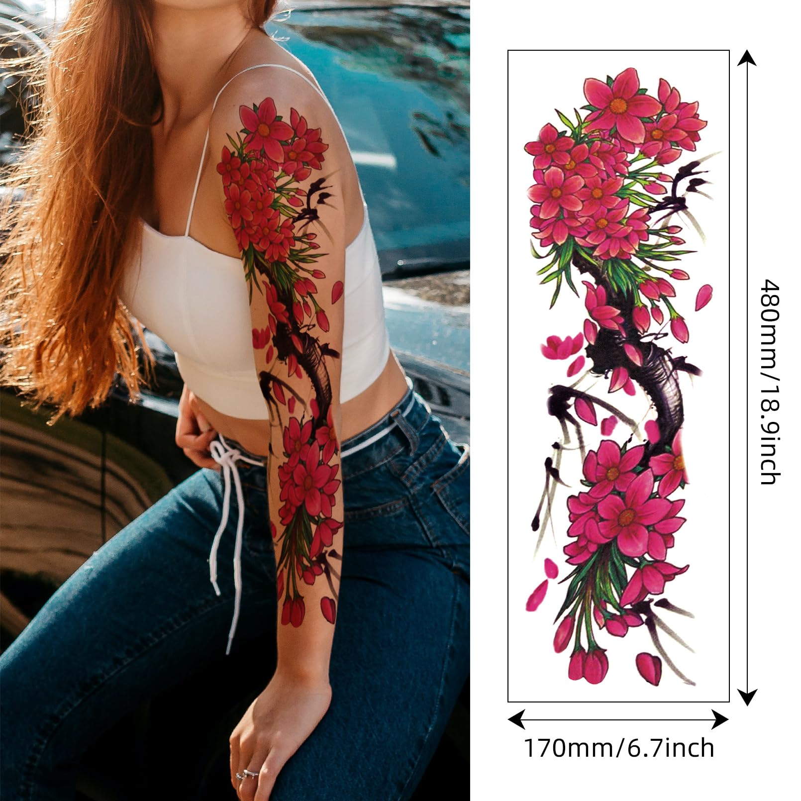 VERKSTAD waterproof full-arm sleeve tattoos ideal for pools and festivals.