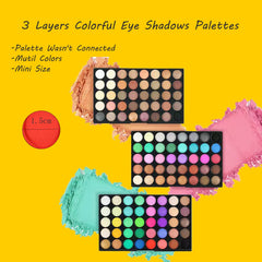 Veronni 120 Colors mini eyeshadow palette layer one with matte and shimmer swatches for versatile daily wear