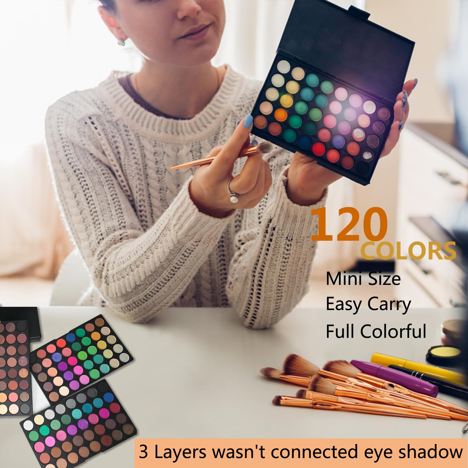 Veronni 120 Colors mini eyeshadow palette layer three with a full selection for creative combinations