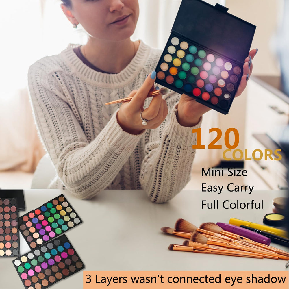 Veronni 120 Colors mini eyeshadow palette layer three with a full selection for creative combinations