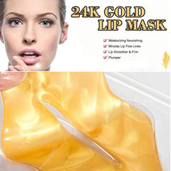 VERONNI 24K lip mask close-up shows gold-infused formula for nourishment.