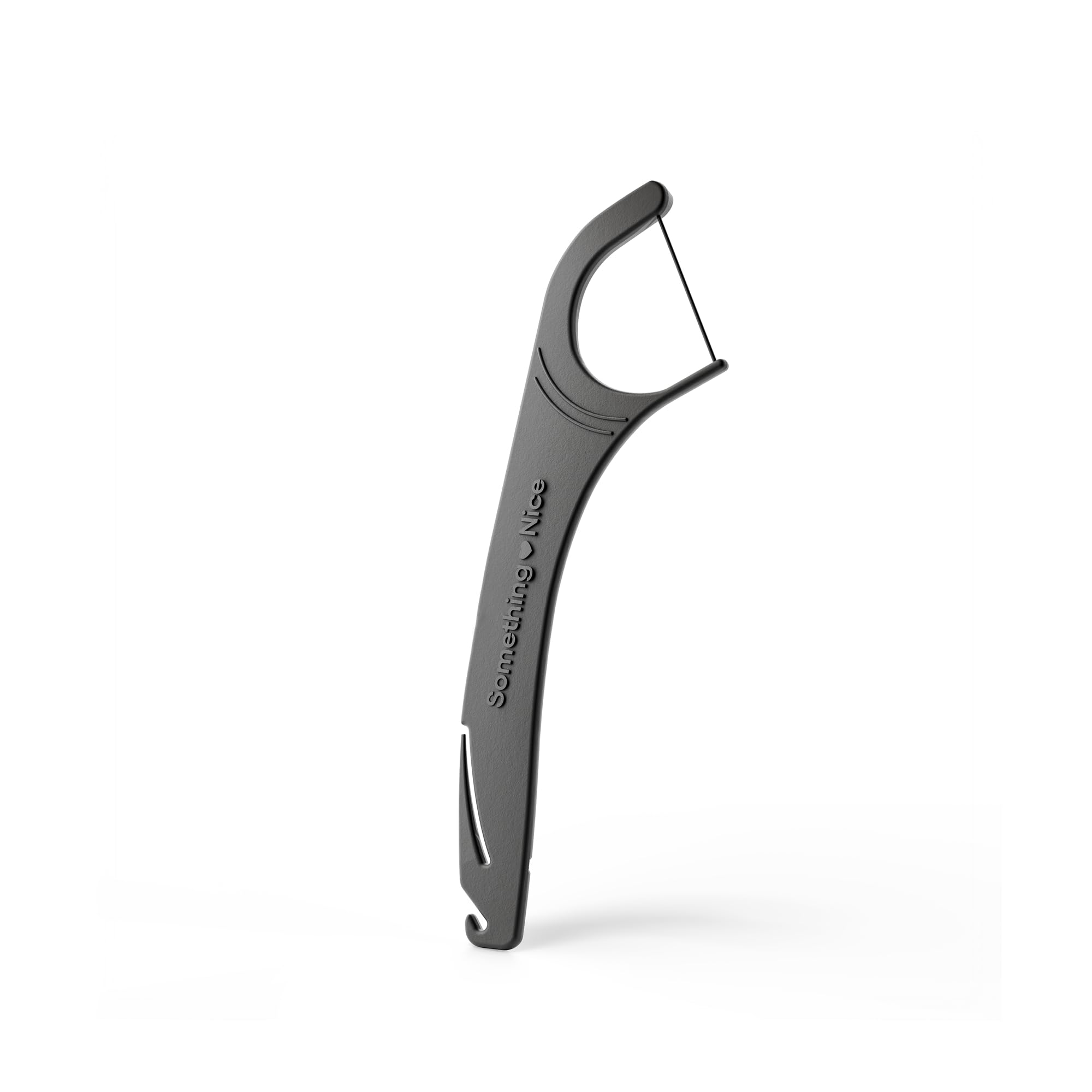 Built-in tongue scraper on a braces floss pick