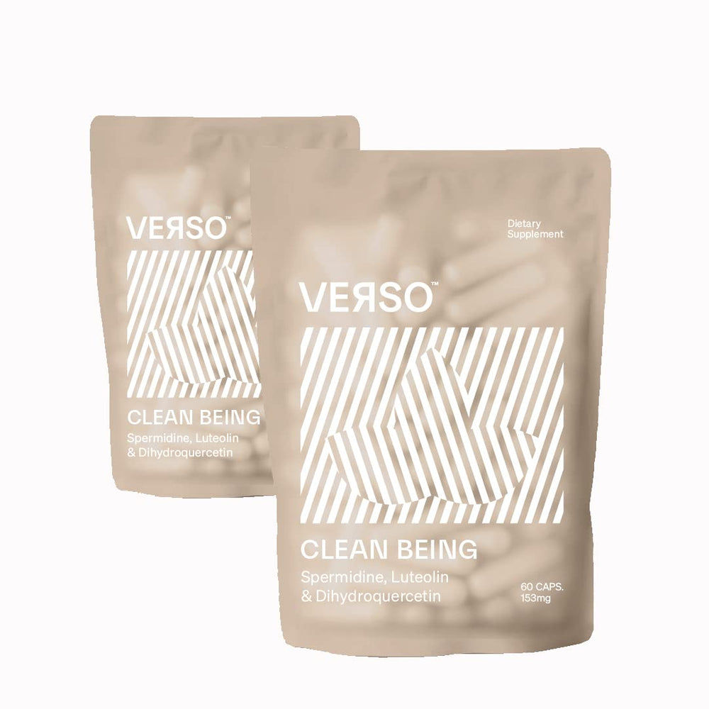Bottle of Verso Clean Being Spermidine capsules viewed from the front