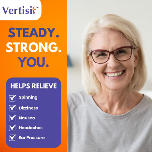Close-up of Vertisil bottle with herbal ingredients