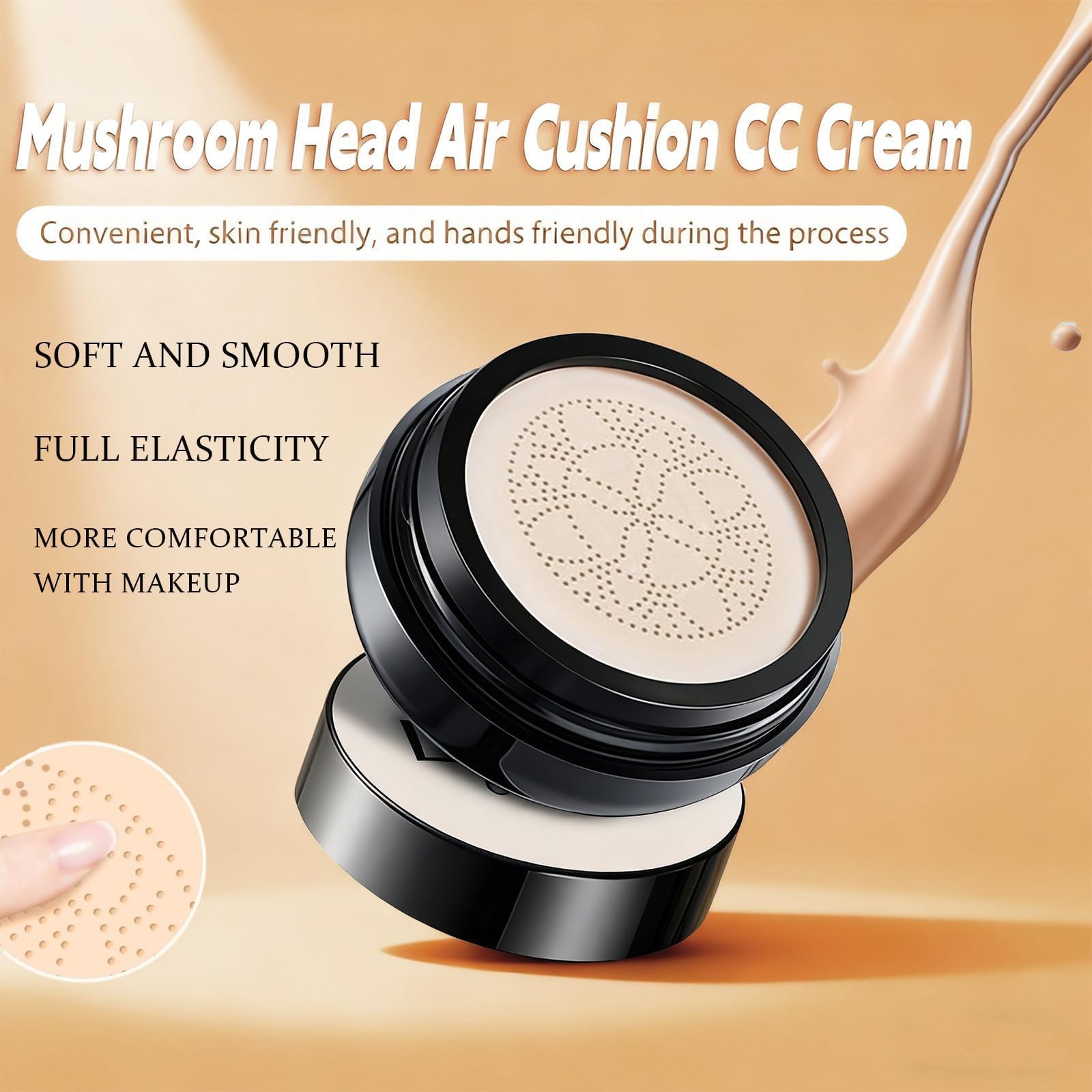 VerveFields Mushroom Head Air Cushion Cream texture with dewy finish