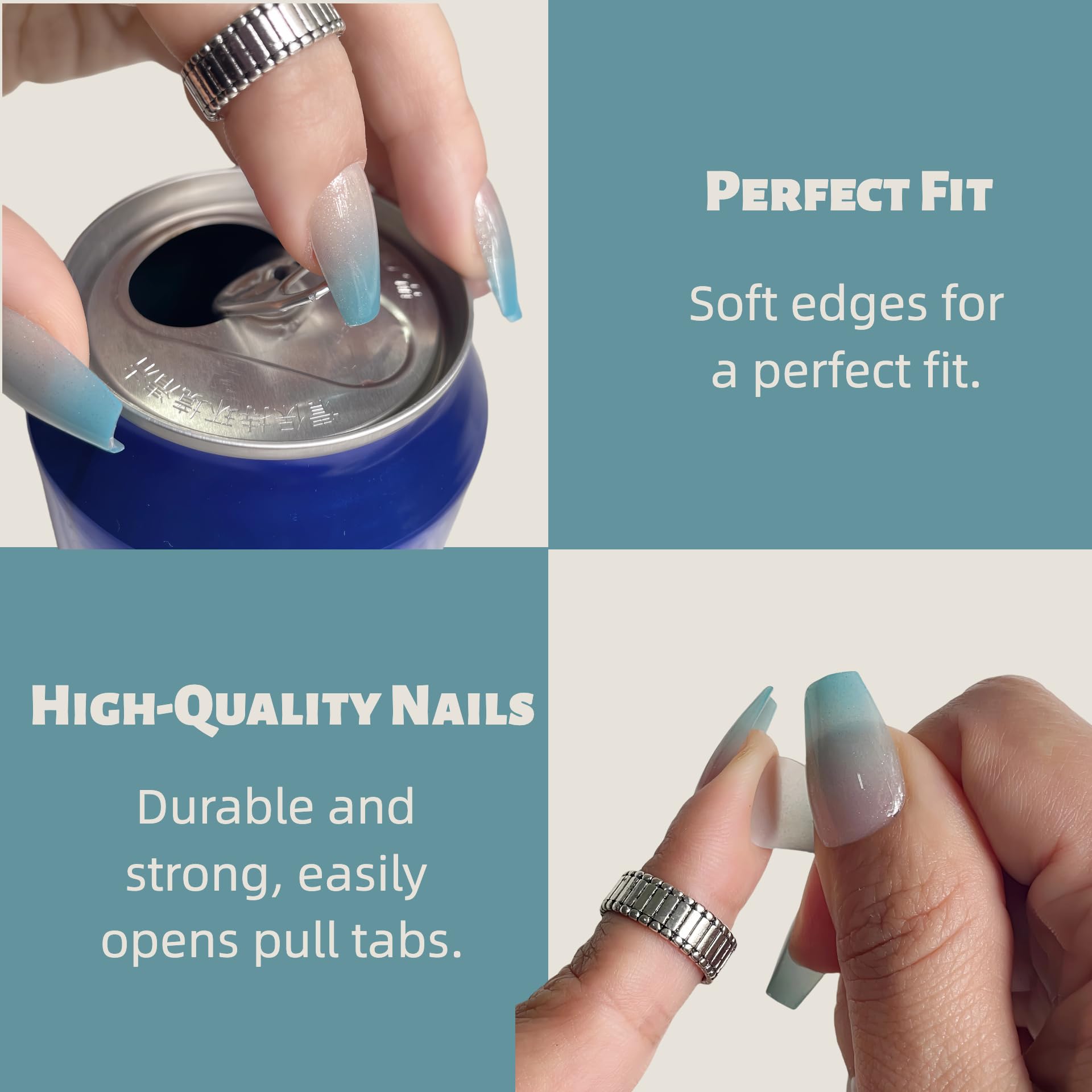 Application kit included with vesweet mint green cat eye nails for at-home styling.