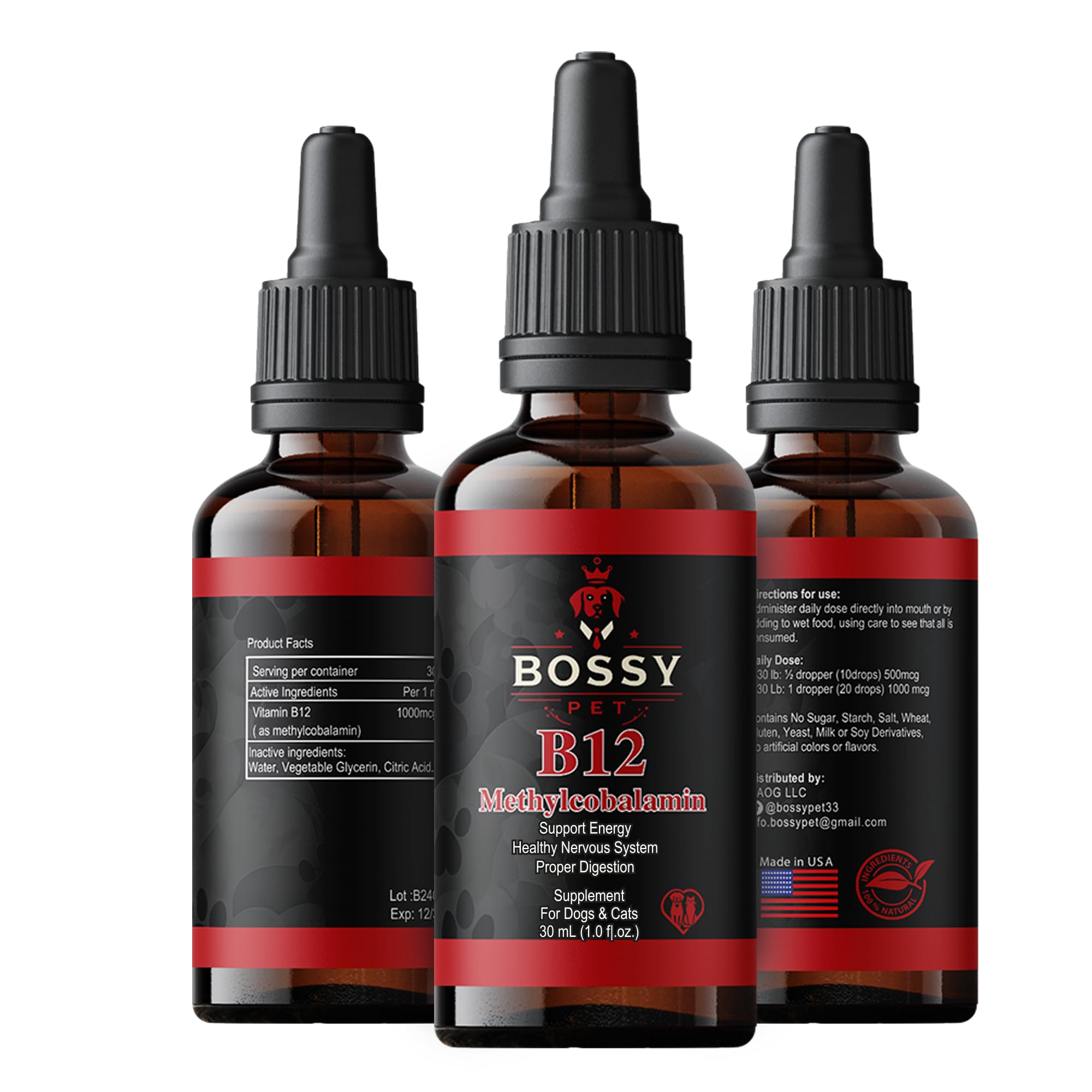 Vet-formulated B12 drops for pets