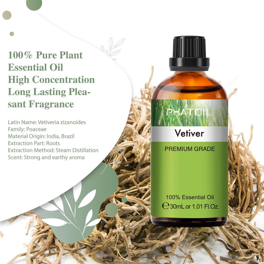 Amber UV-resistant glass Vetiver essential oil bottle