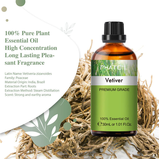 Amber UV-resistant glass Vetiver essential oil bottle