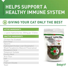 Close-up of Lysine bites chews with chicken liver flavor