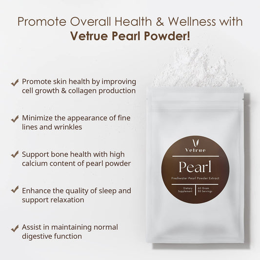 Ingredients panel of Vetrue Pearl Powder