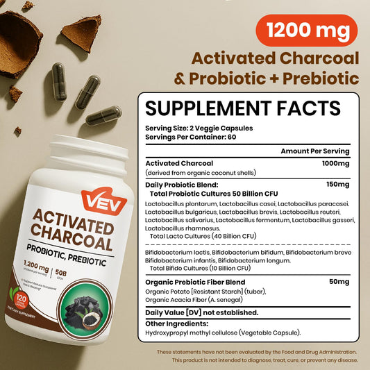 Close-up of the VEV bottle showing 120 vegan capsules