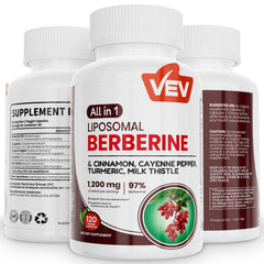VEV Berberine supplement bottle with 120 capsules