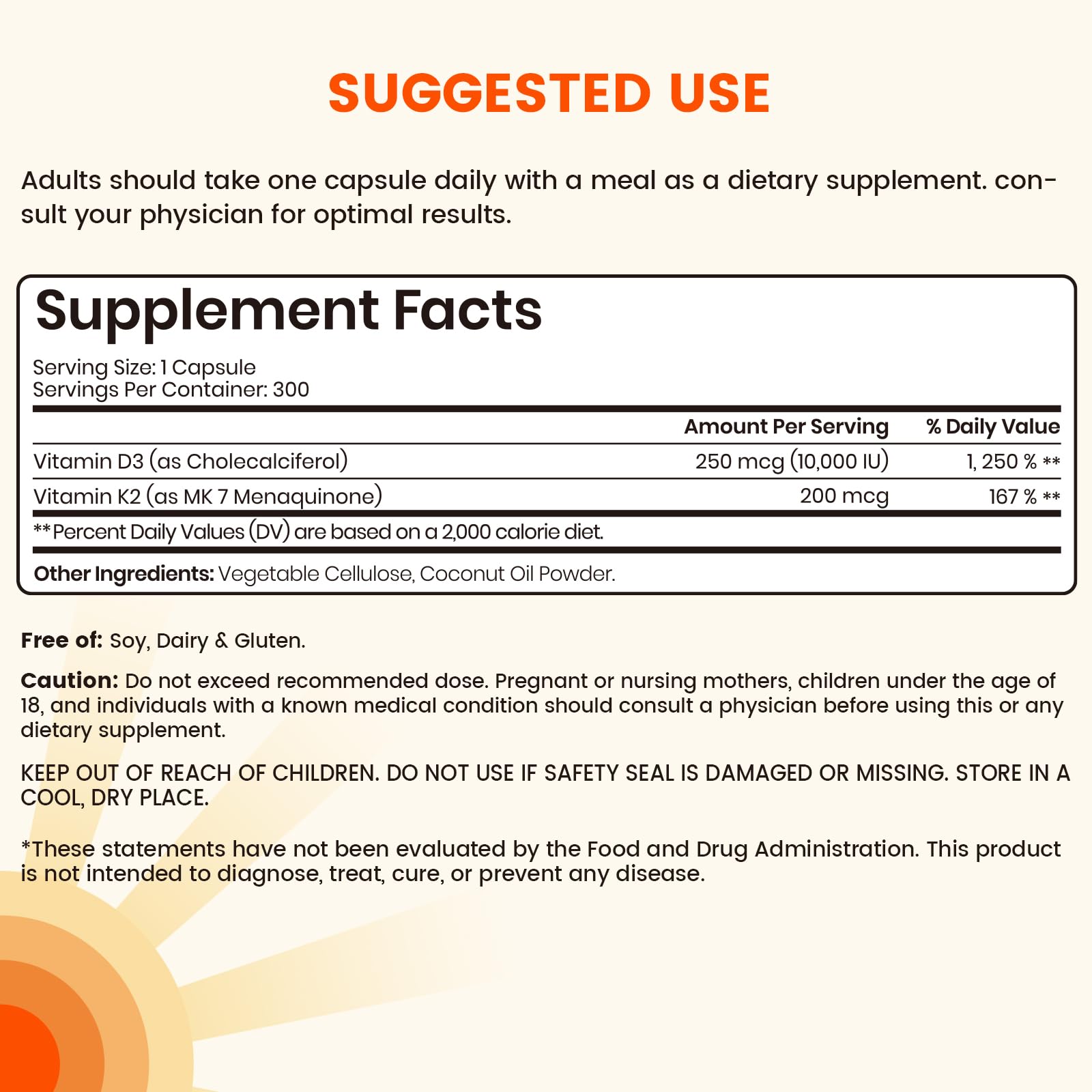 Close-up of Vitamin D3 K2 10,000 IU and MK-7 capsules
