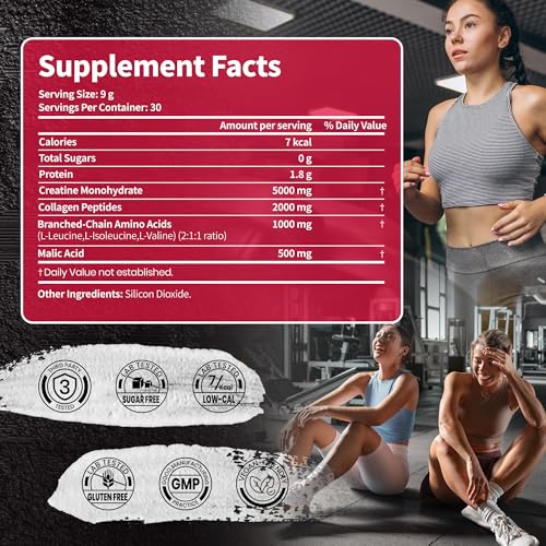 Back panel nutrition facts for VEV Creatine Monohydrate for Women