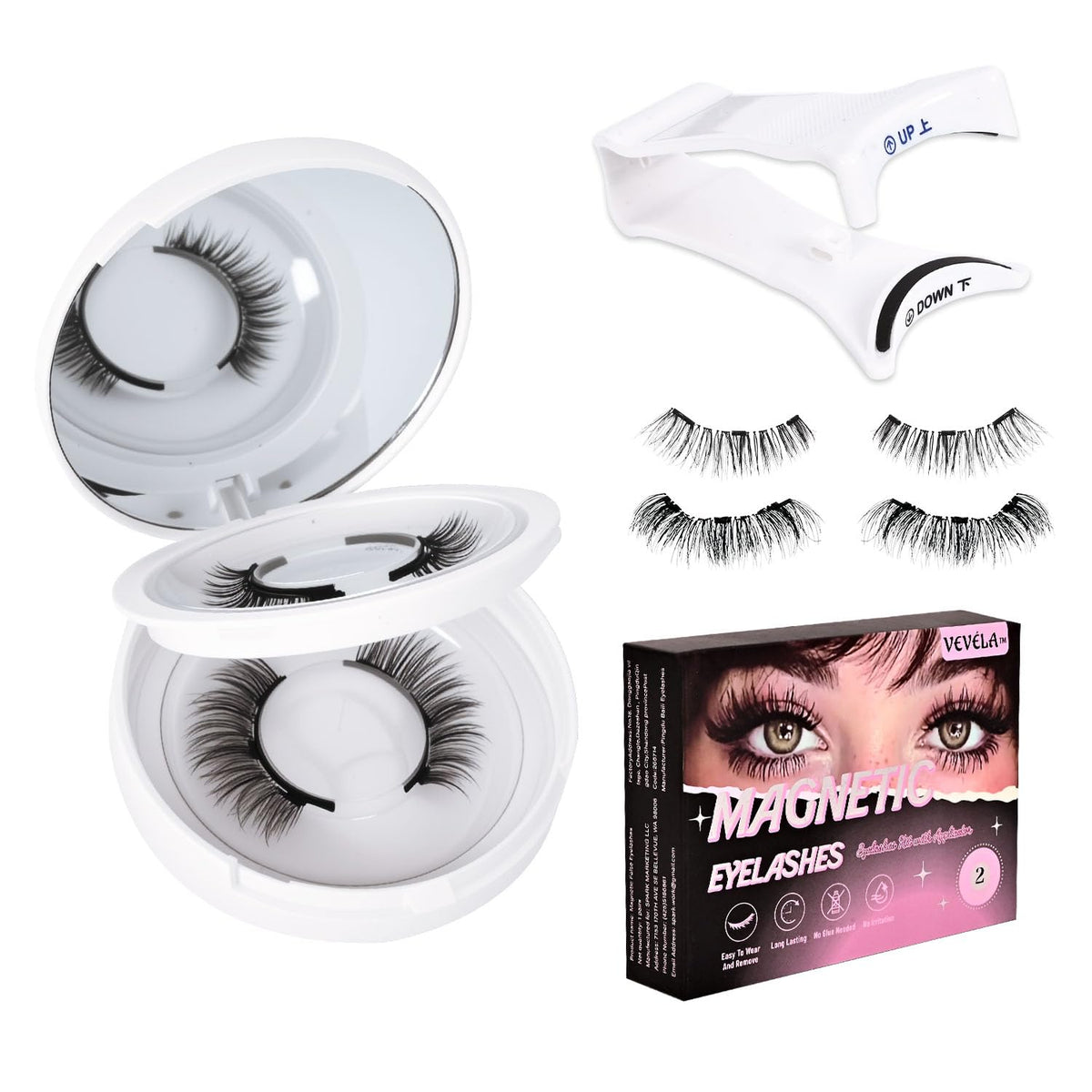 Vevela magnetic eyelashes kit applicator for glue-free precise placement