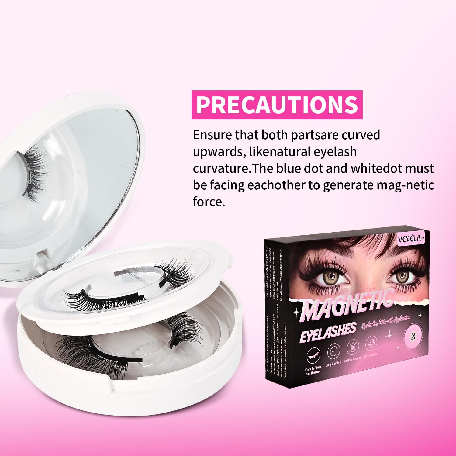 Vevela lashes close-up highlighting natural, comfortable hold with soft magnets.