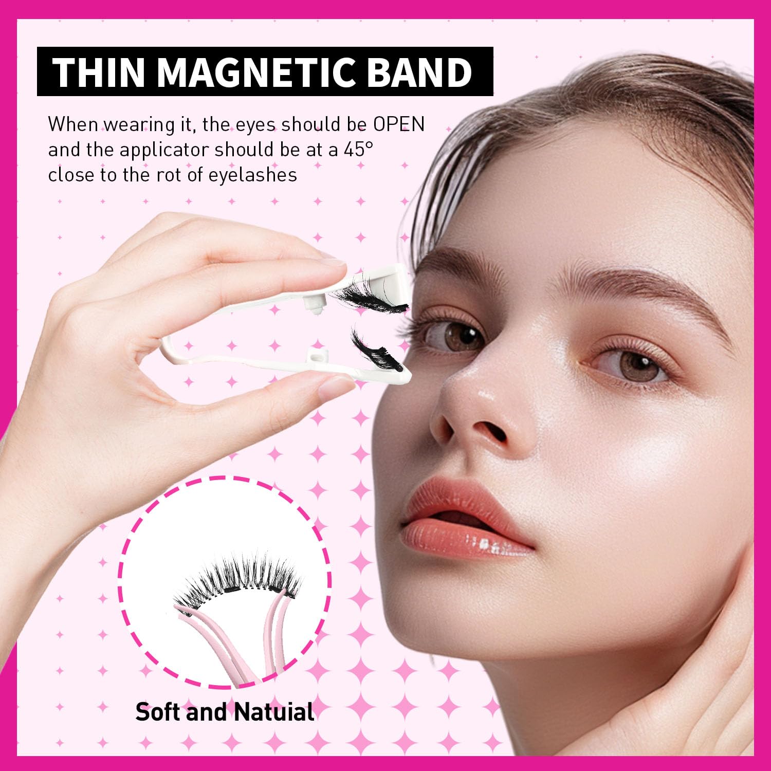 Vevela lashes worn on eye demonstrating effortless snap-on wear.