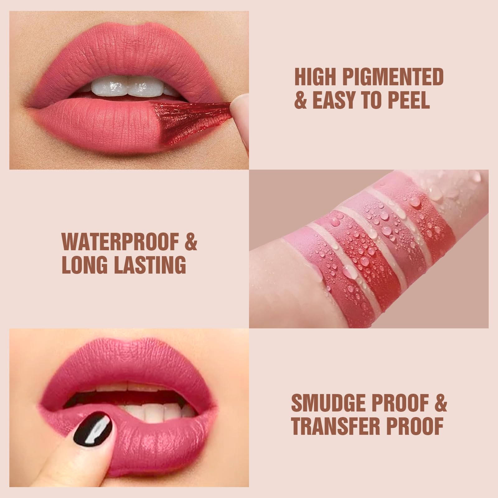 Vevivia Lip Stain Set peel-off action cleans away without residue