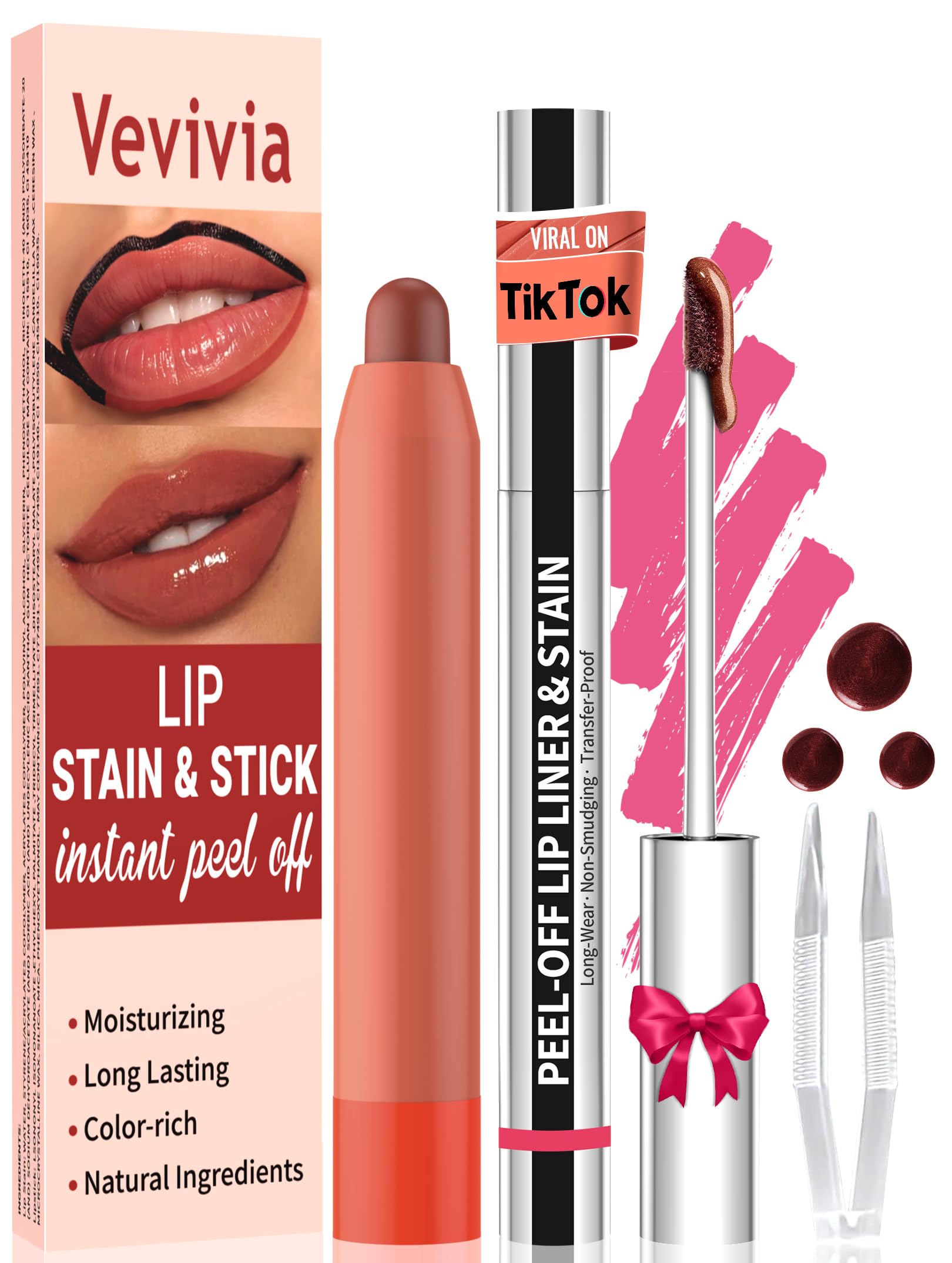 Vevivia Lip Stain Set packaging shows a sleek design for gifting and storage