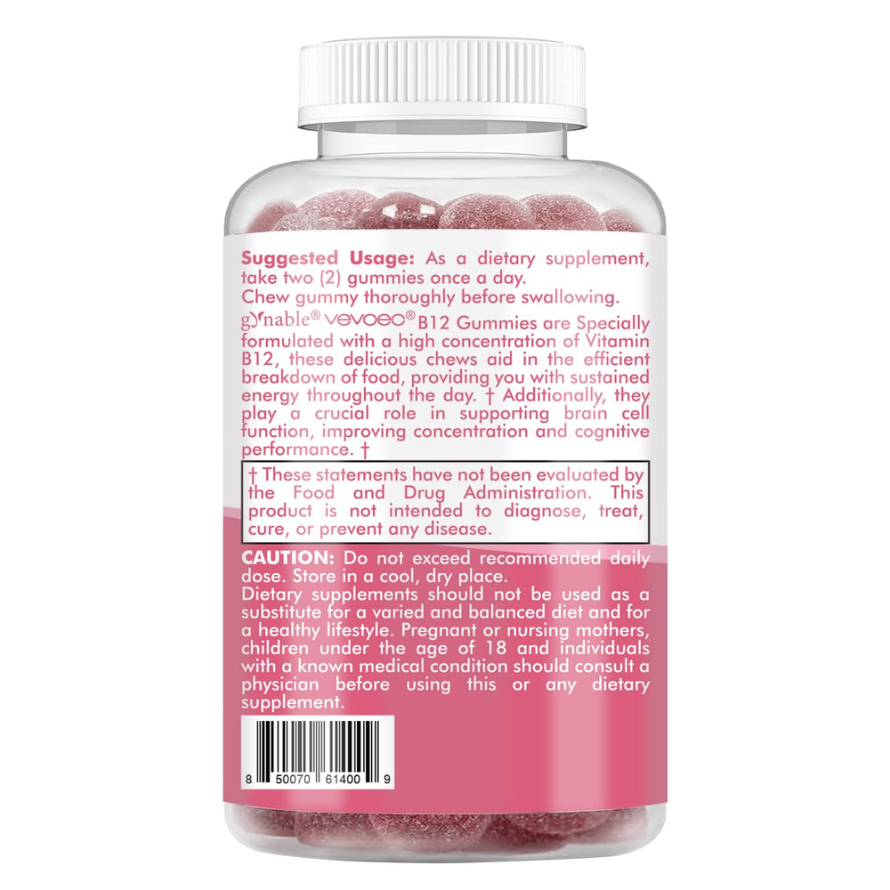 Illustration showing key features: 1000mcg, gelatin-free, vegan, gluten-free