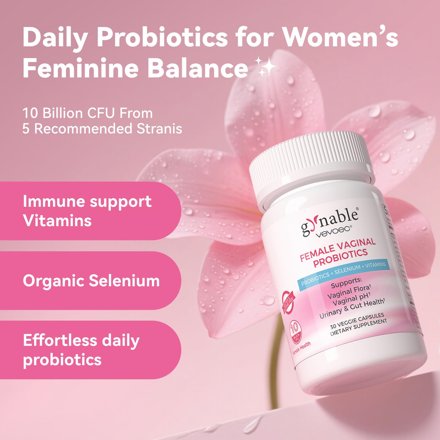 Gynable probiotic capsule close-up