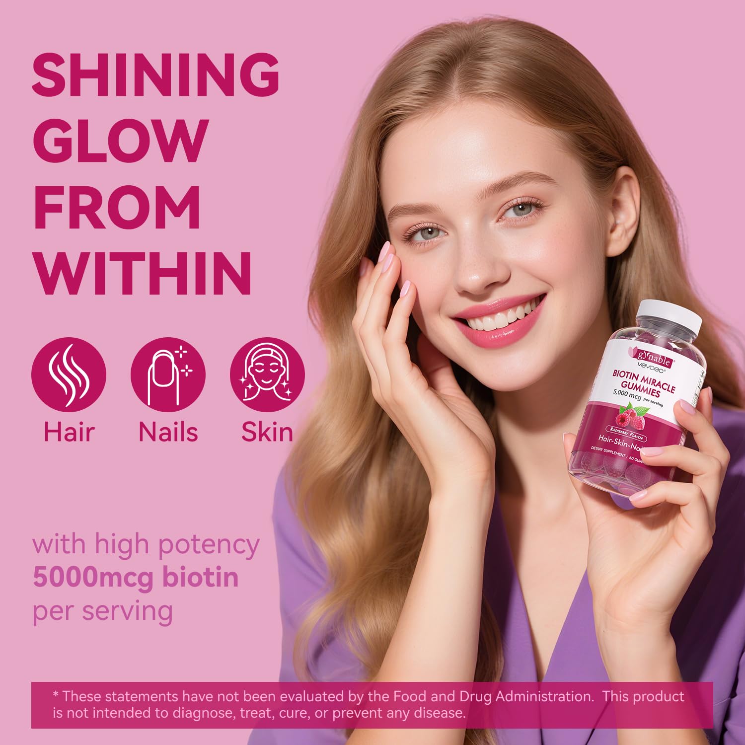 60 count Vevoec Biotin Gummies packaging