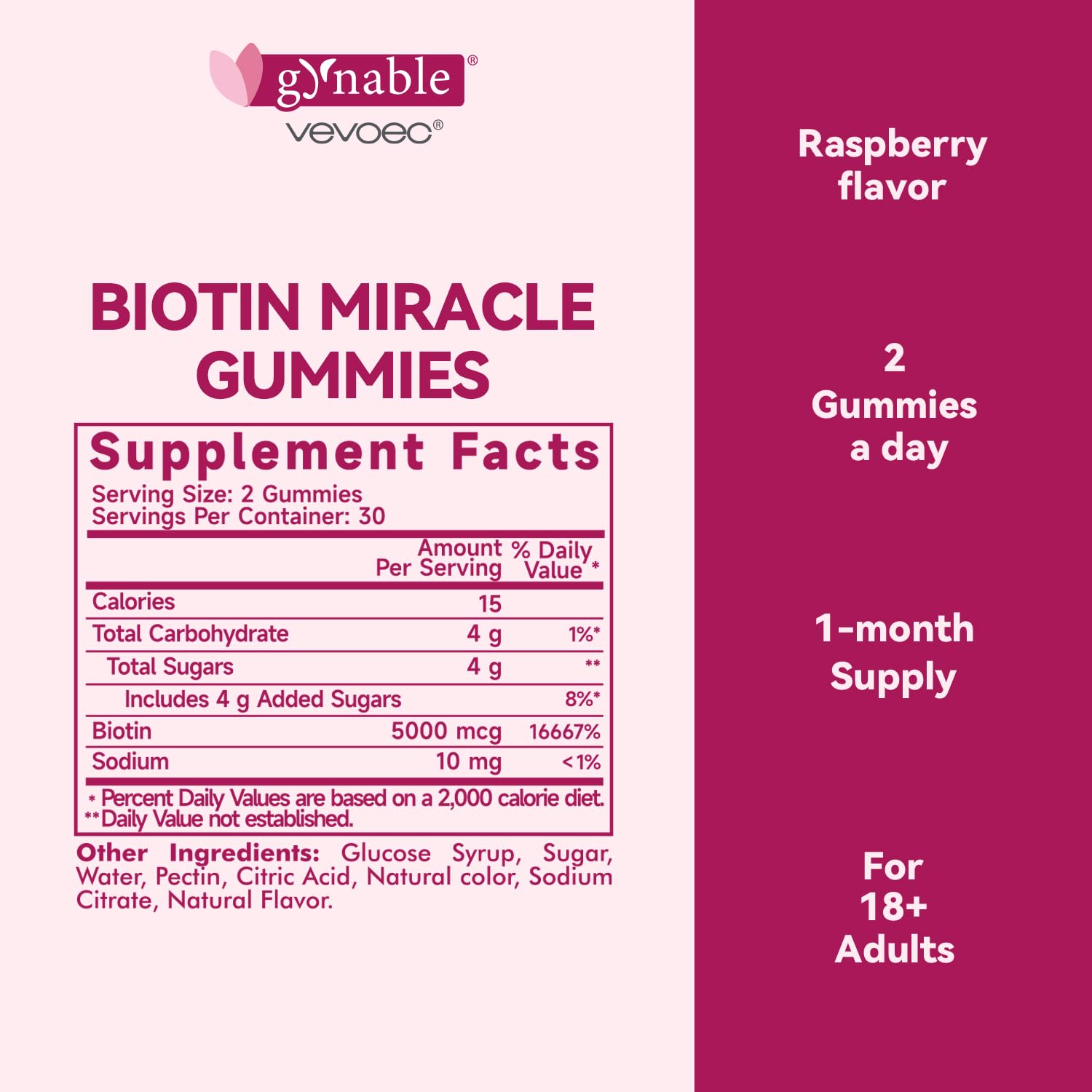 Vevoec Gynable Biotin Gummies bottle with label