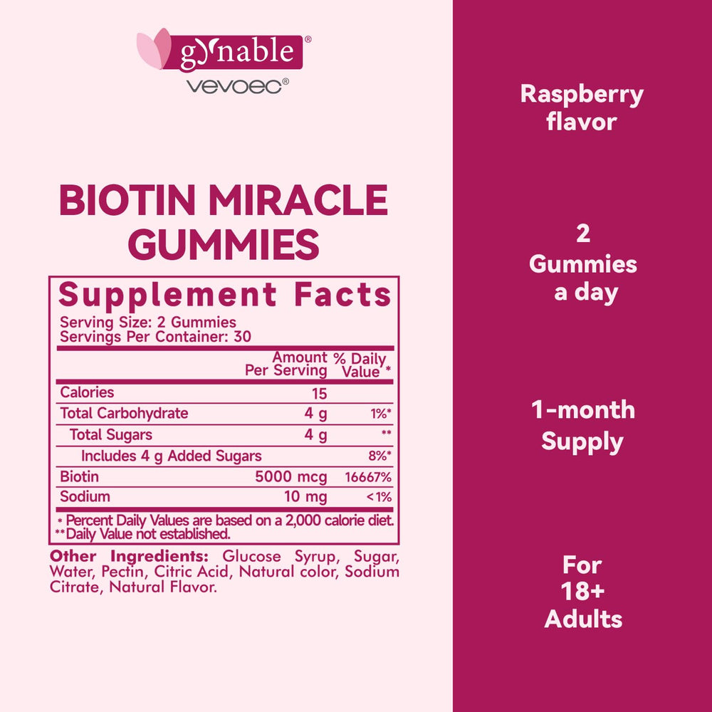 Vevoec Gynable Biotin Gummies bottle with label