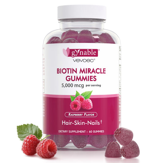 Front view of Vevoec Gynable Biotin Gummies 5000 mcg