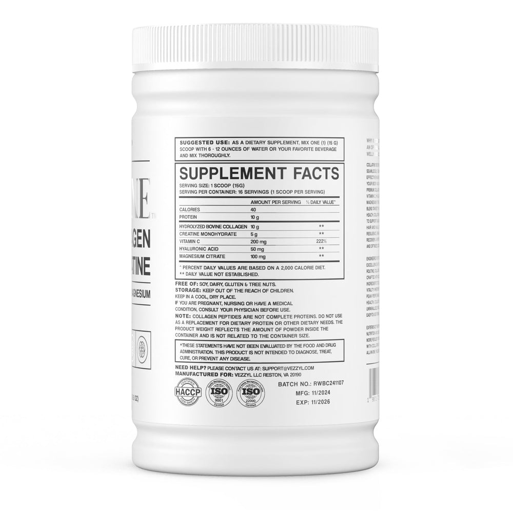 Nutrition facts panel on bottle