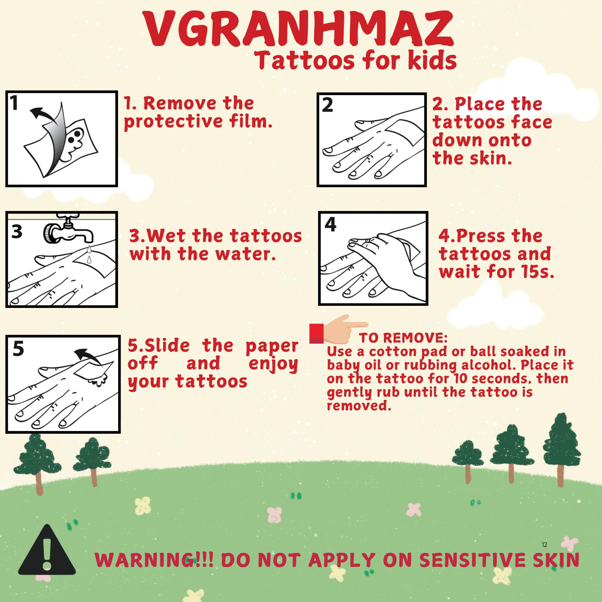 VGRANHMAZ race car tattoos, durable color for active play.