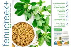 Graphic showing 1400mg fenugreek per serving