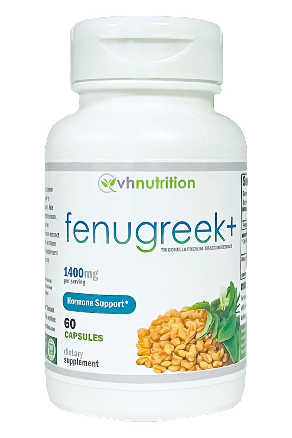 Ingredients panel on Fenugreek+ packaging